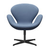 Fritz Hansen Chaise de salon de cygne, noir laqué / renom bleu gris