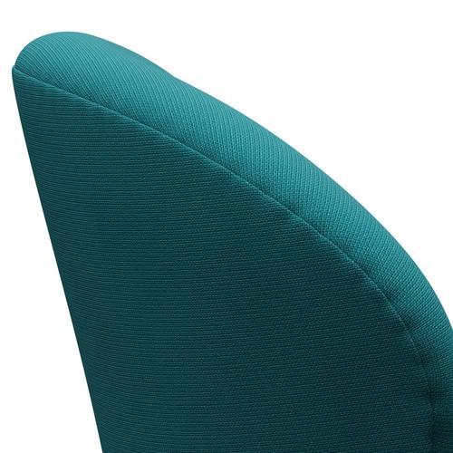 Fritz Hansen Swan Lounge Stuhl, schwarzer lackierter/berühmter grüner Türkis