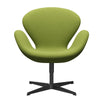 Fritz Hansen Swan休息室椅子，黑色漆/名望浅草绿色
