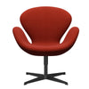 Fritz Hansen Chaise de salon de cygne, noir de laquée / renommée rouge orange