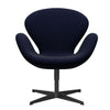 Fritz Hansen Swan Lounge -stoel, zwart gelakt/roem zwart blauw