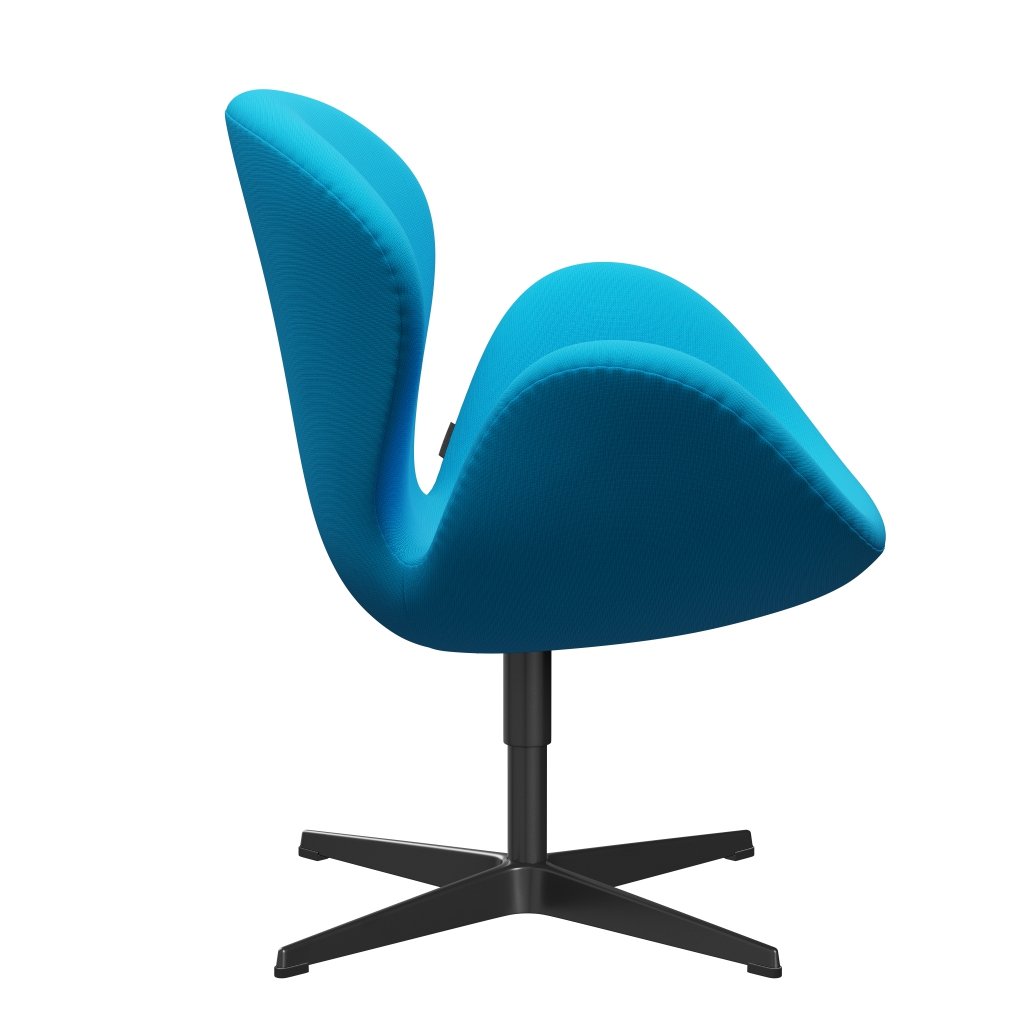 Fritz Hansen Swan Lounge Stuhl, schwarzer lackierter/berühmter warmer Türkis