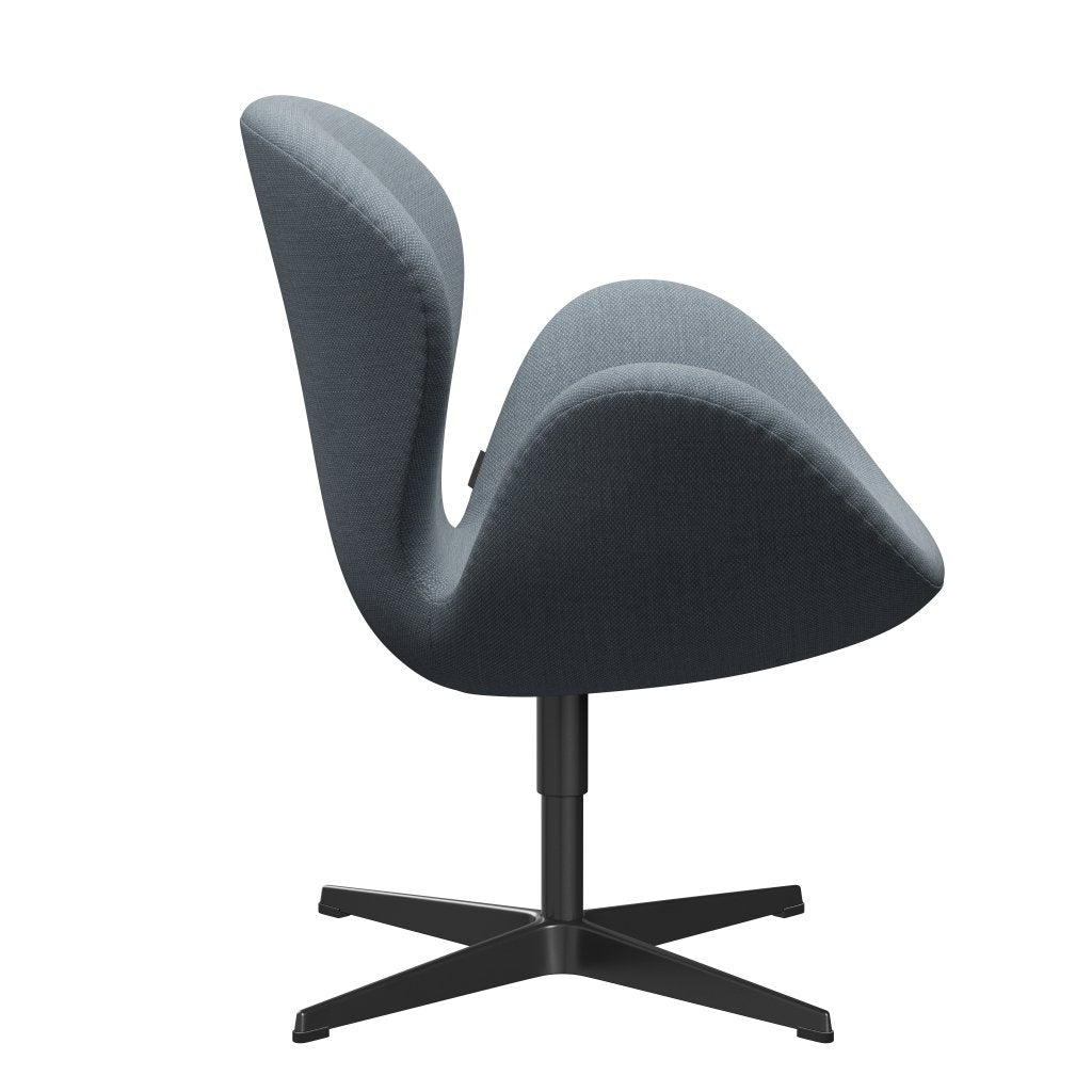 Fritz Hansen Swan Lounge -stoel, zwart gelakt/fiord blauw/grijs