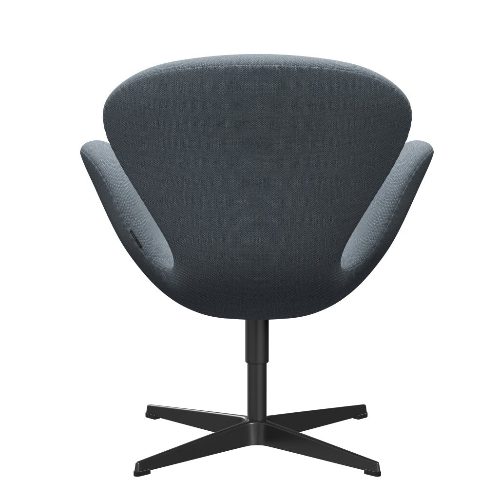 Fritz Hansen Swan Lounge Chair, schwarzer lackierter/fiordblau/grau