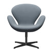 Fritz Hansen Swan Lounge -stoel, zwart gelakt/fiord blauw/grijs