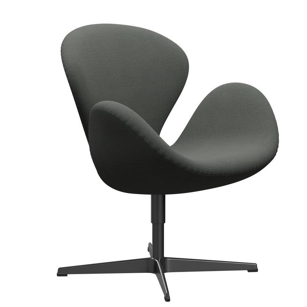 Fritz Hansen Swan Lounge Chair, Black Lacquered/Fiord Brown/Gray