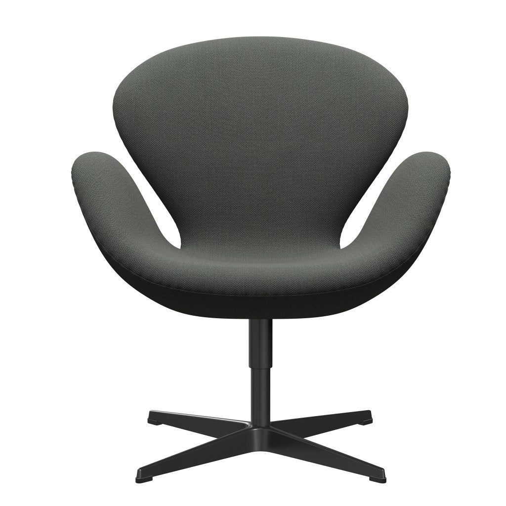 Fritz Hansen Swan Lounge Chair, Black Lackered/Fiord Brown/Grey