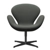 Fritz Hansen Swan Lounge Stuhl, schwarzer lackierter/fiord braun/grau