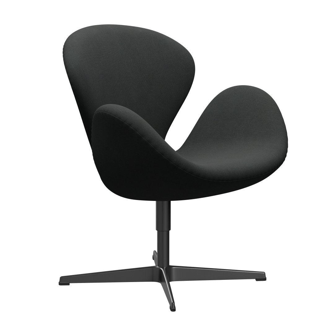 Fritz Hansen Swan Lounge Chair, Black Lacquered/Fiord Charcoal Gray