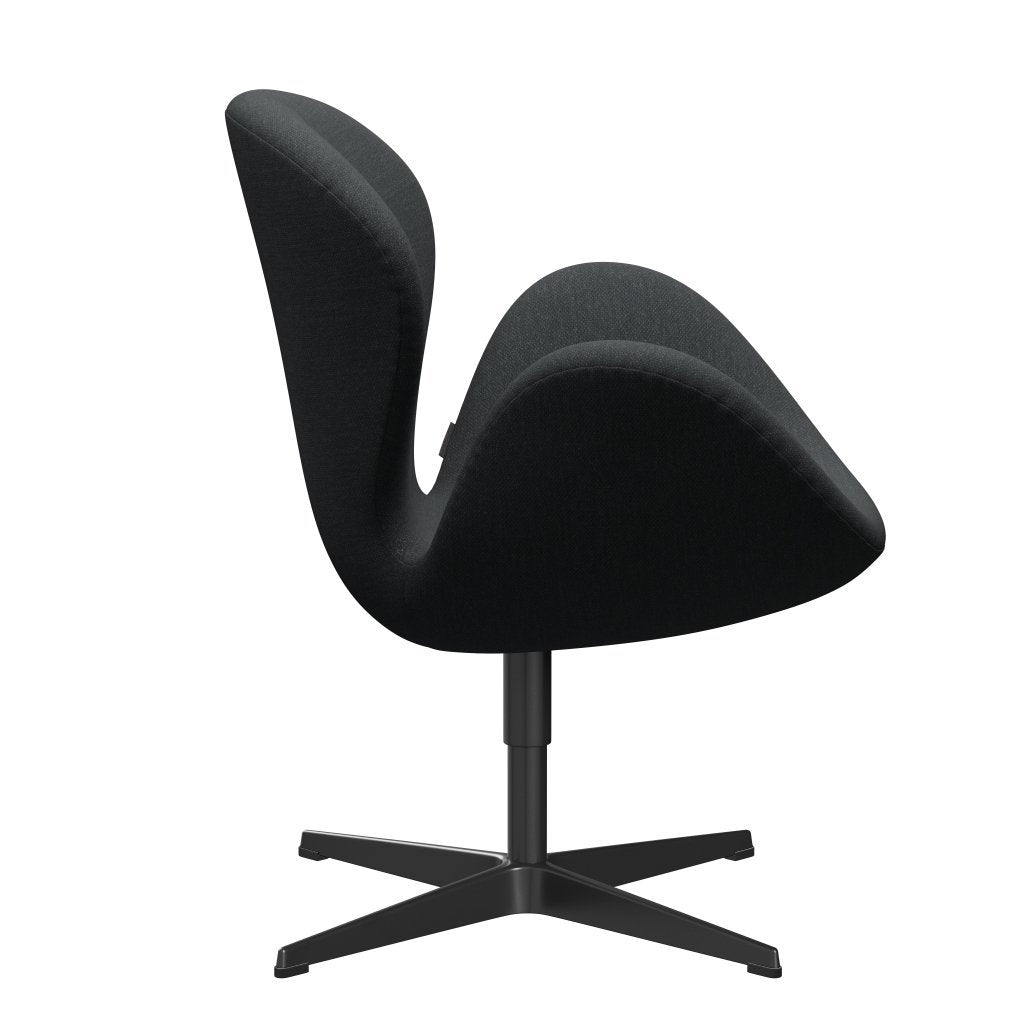 Fritz Hansen Swan Lounge Stuhl, schwarzer lackierter/fiord dunkelgrauer mehrfarbiger Fall