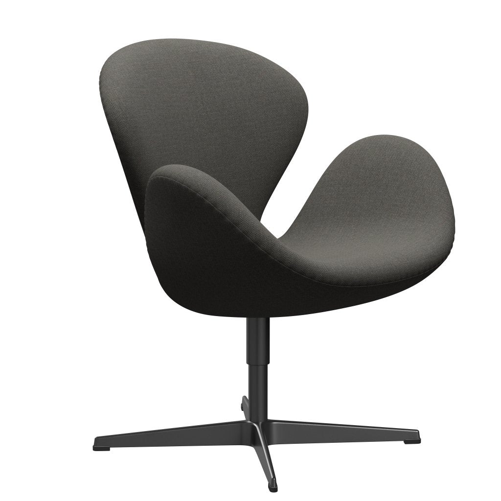 Fritz Hansen Swan Lounge stoel, zwart gelakt/Fiord donkergrijs/steen