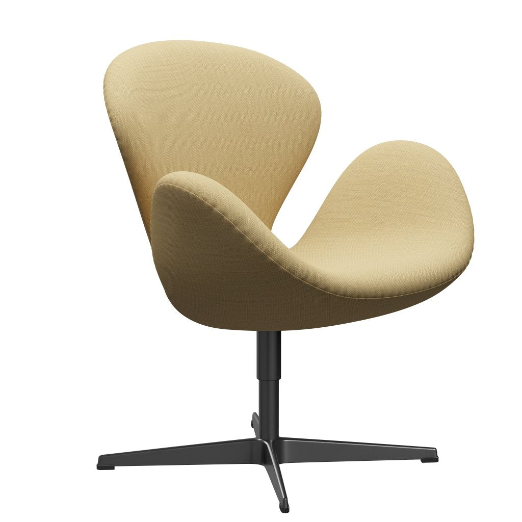 Fritz Hansen Swan Lounge -stol, svart lackerad/fiord fin gul