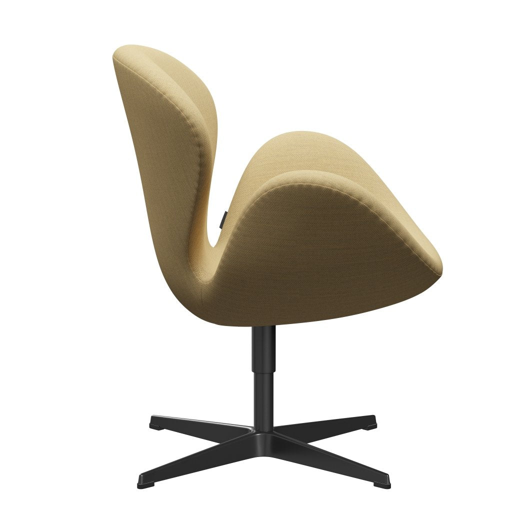 Fritz Hansen Swan Lounge -stol, svart lackerad/fiord fin gul