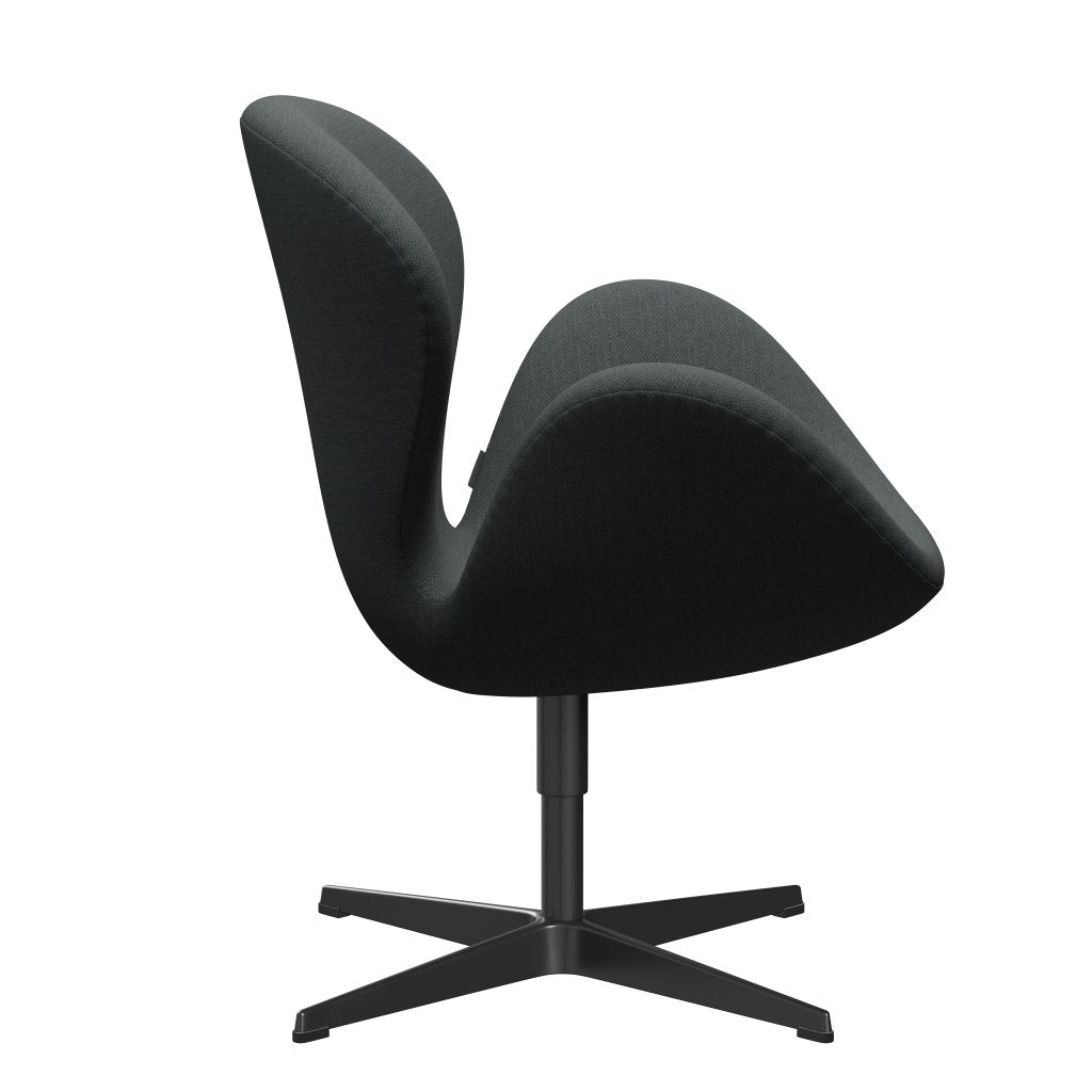 Fritz Hansen Swan休息室椅子，黑色漆/fiord中等灰色/深灰色