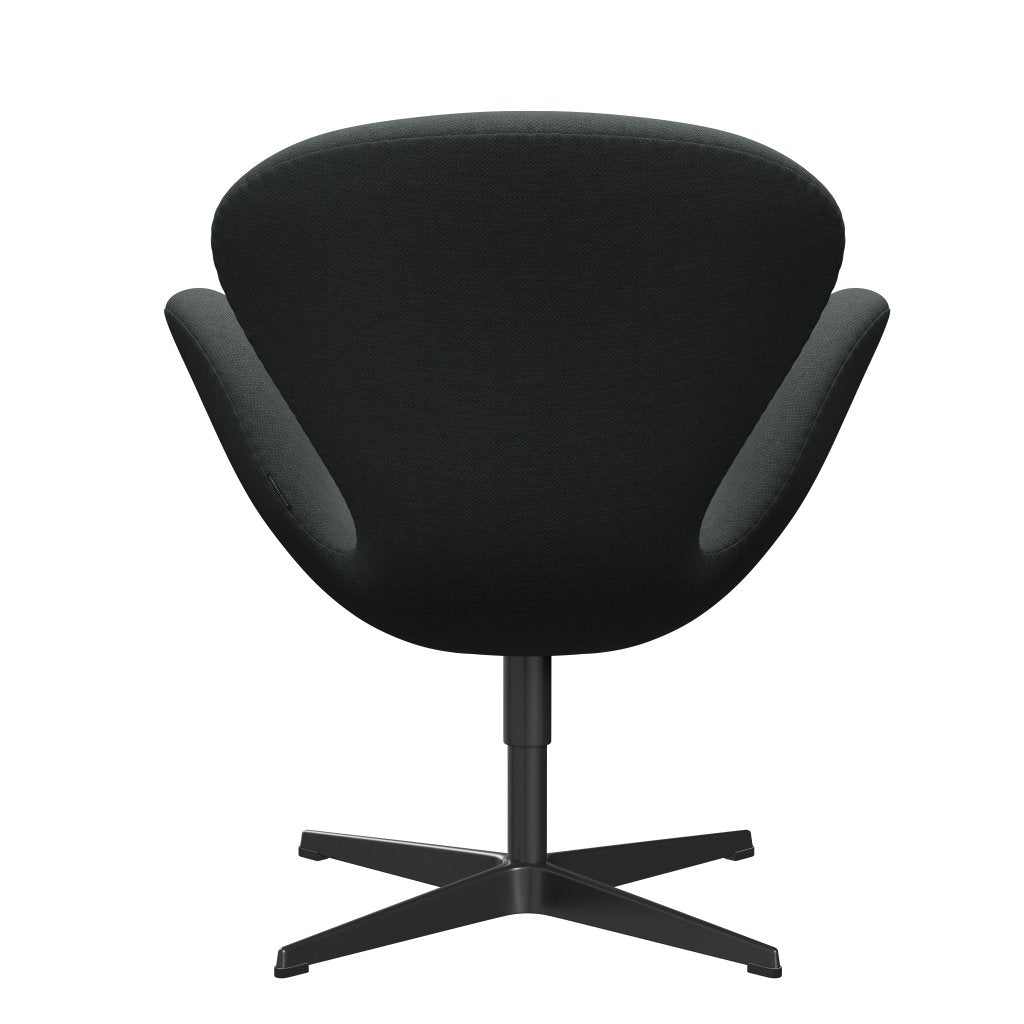 Fritz Hansen Swan Lounge Chair, Black Lacquered/Fiord Medium Gray/Dark Grey