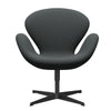 Fritz Hansen Swan Lounge stoel, zwart gelakt/fiord medium grijs/donkergrijs