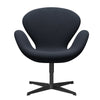 Fritz Hansen Swan Lounge Stuhl, schwarzer lackierter/fiord Mitternachtsblau