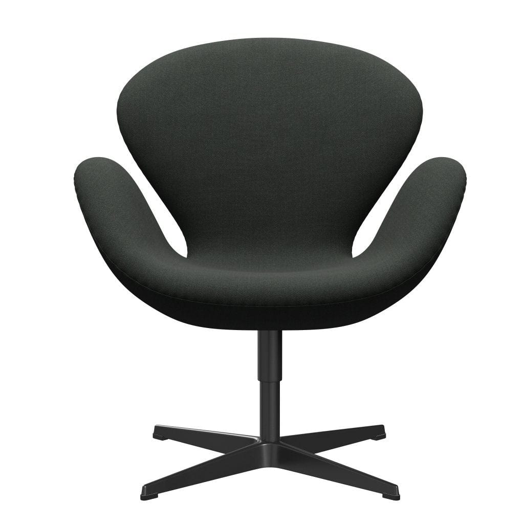 Fritz Hansen Swan Lounge Chair, Black Lacquered/Fiord Black Multicolored