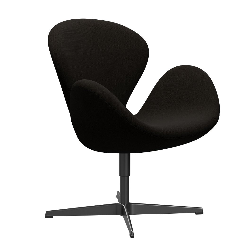 弗里茨·汉森·斯旺（Fritz Hansen Swan）休息室椅子，黑色漆/Hallingdal深棕色