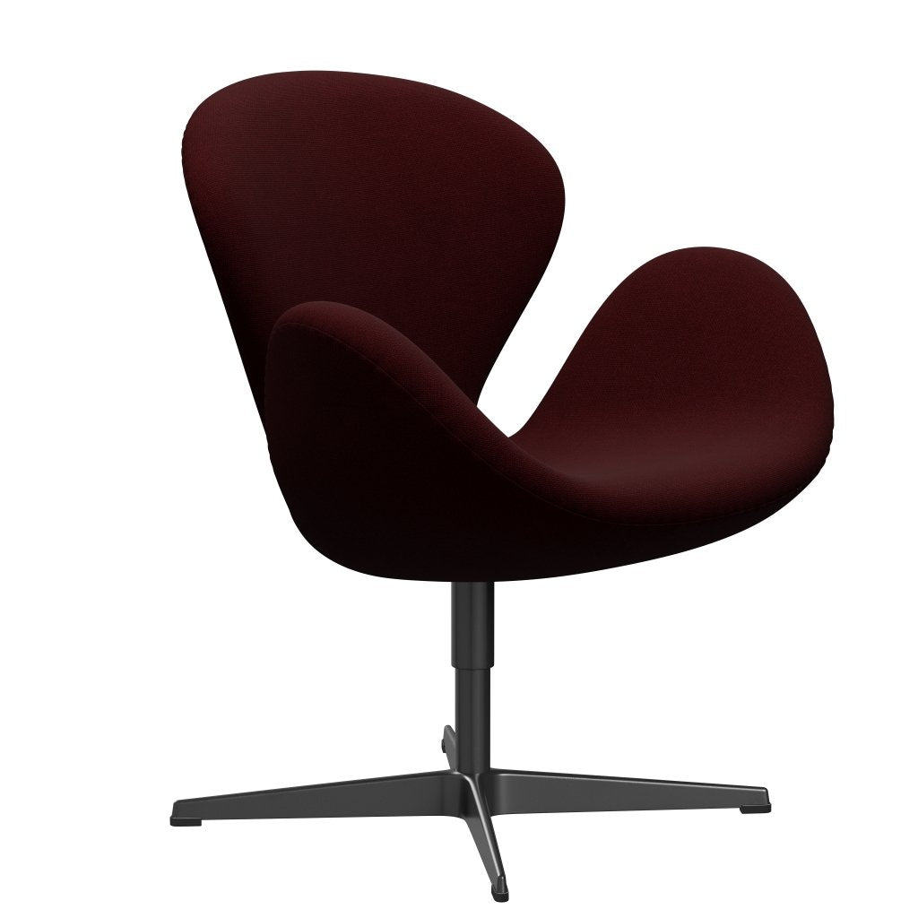 Fritz Hansen Swan Lounge -stol, svart lackerad/hallingdal vin röd