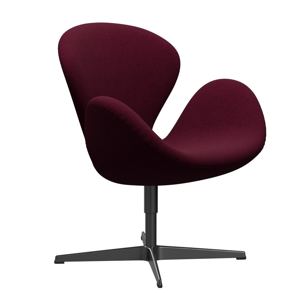 弗里茨·汉森·斯旺（Fritz Hansen Swan）休息室椅子，黑色漆/hallingdal葡萄酒红色/紫罗兰色