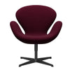 Fritz Hansen Swan Lounge -tuoli, musta lakattu/hallingdal -viini punainen/violetti