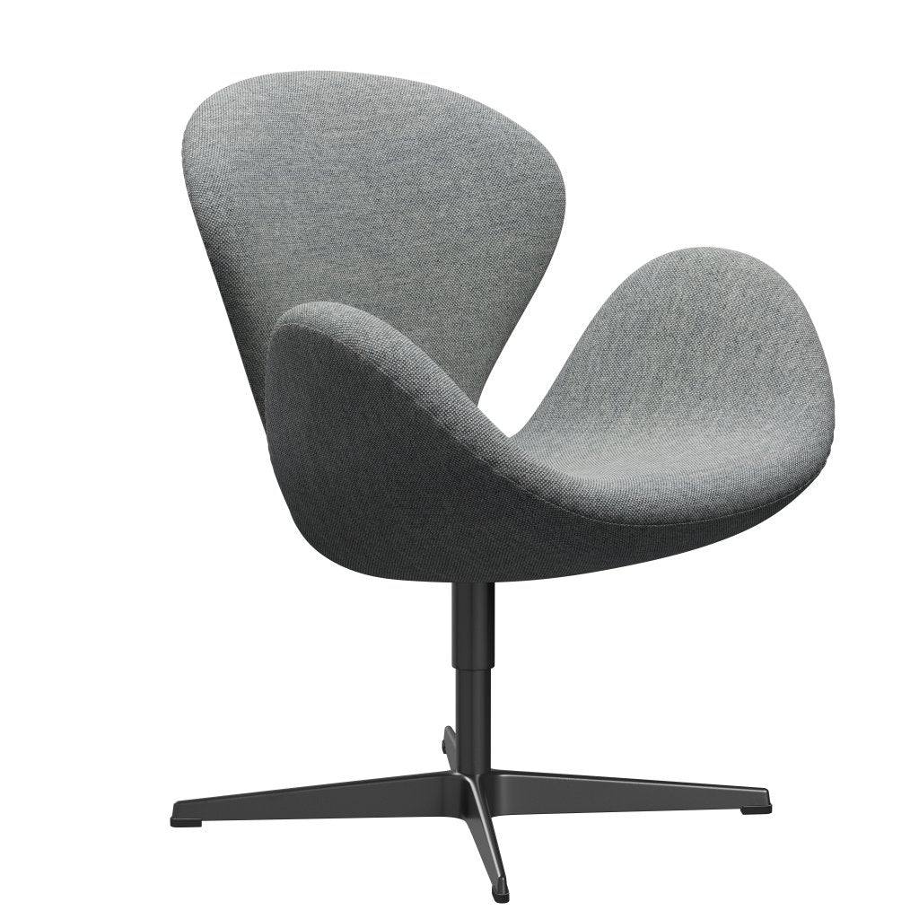Fritz Hansen Swan Lounge Chair, Black Lacquered/Hallingdal White Gray