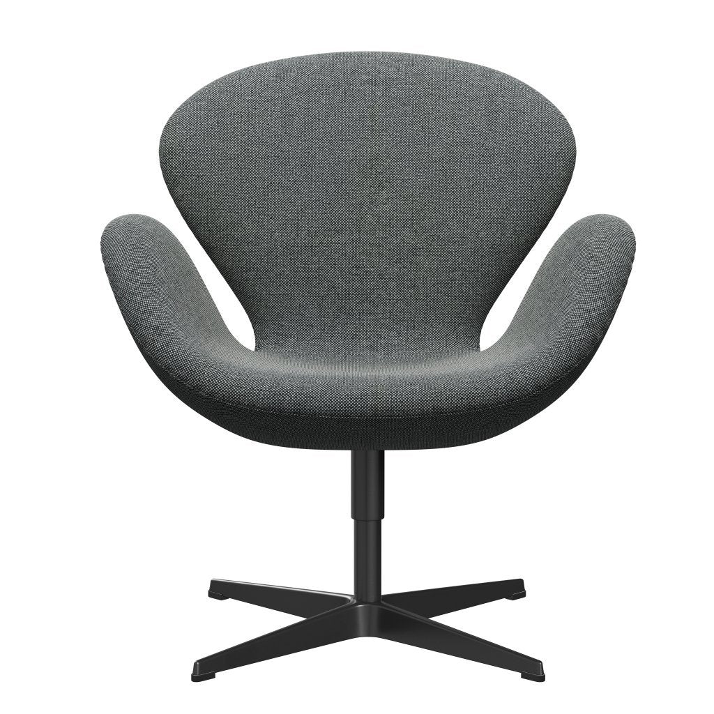 Fritz Hansen Swan Lounge -stol, svart lackerad/hallingdal vit/brun