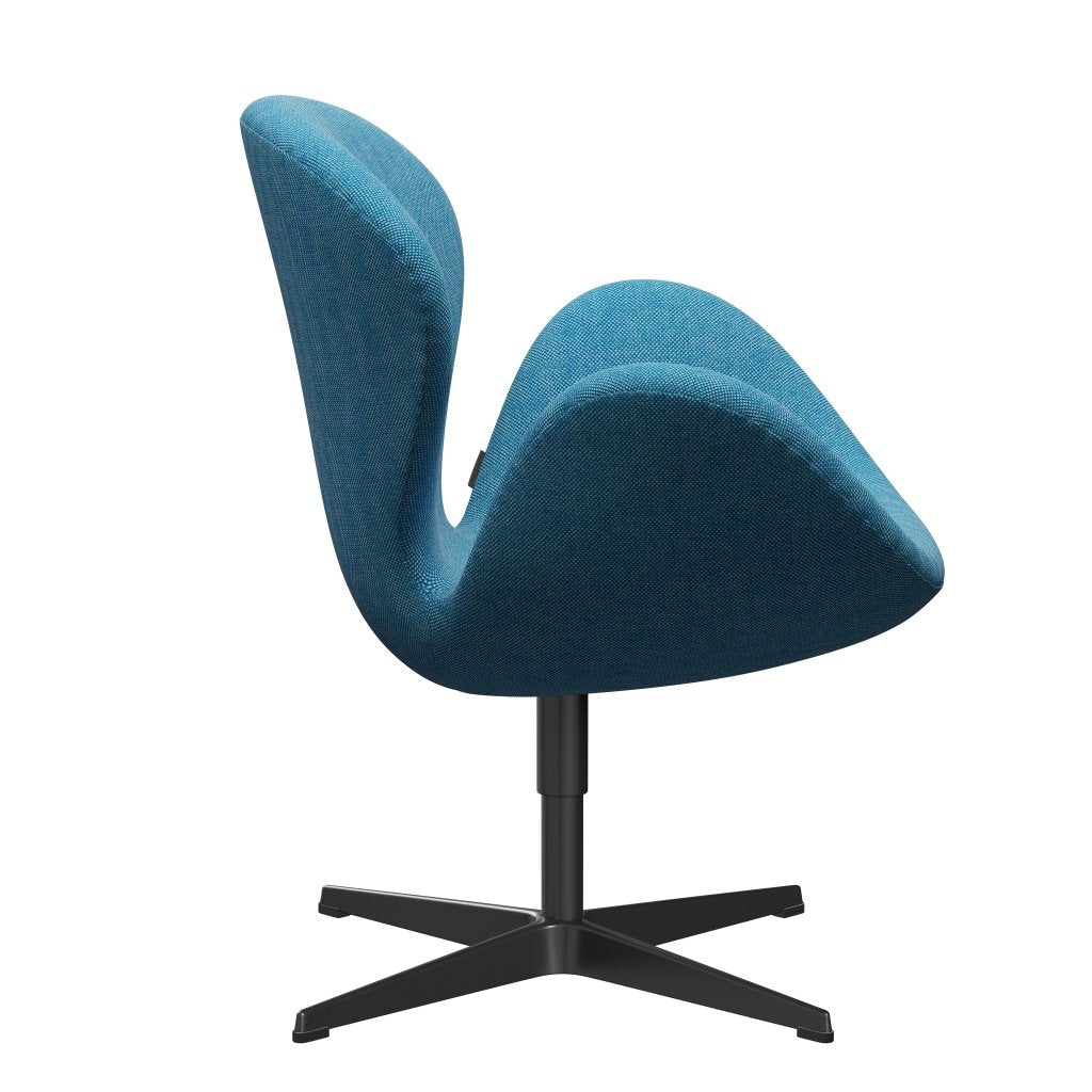 Fritz Hansen Chaise de salon de cygne, laquée noire / blanc hallingdal / turquoise