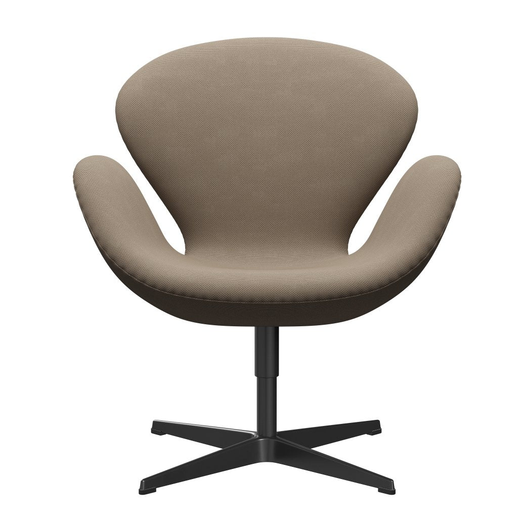 Fritz Hansen Swan Lounge Chair, Black Lackered/Re Wool Beige/Natural