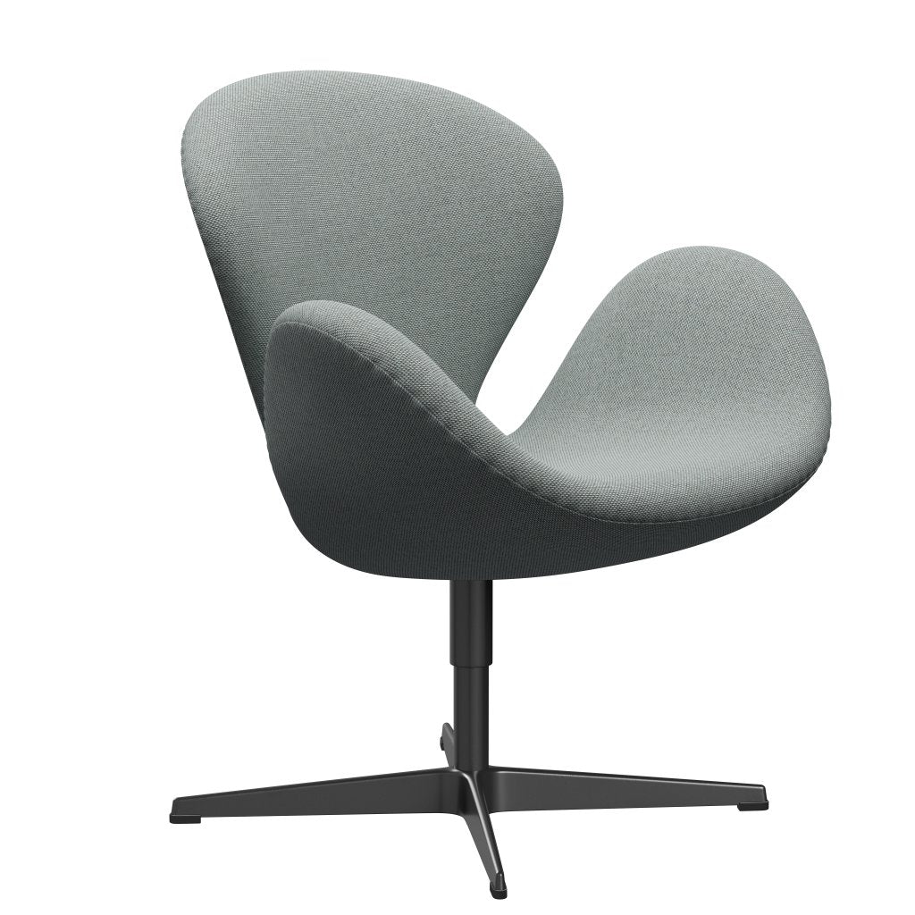 Fritz Hansen Swan Lounge -stoel, zwart gelakt/re wol Pale Aqua