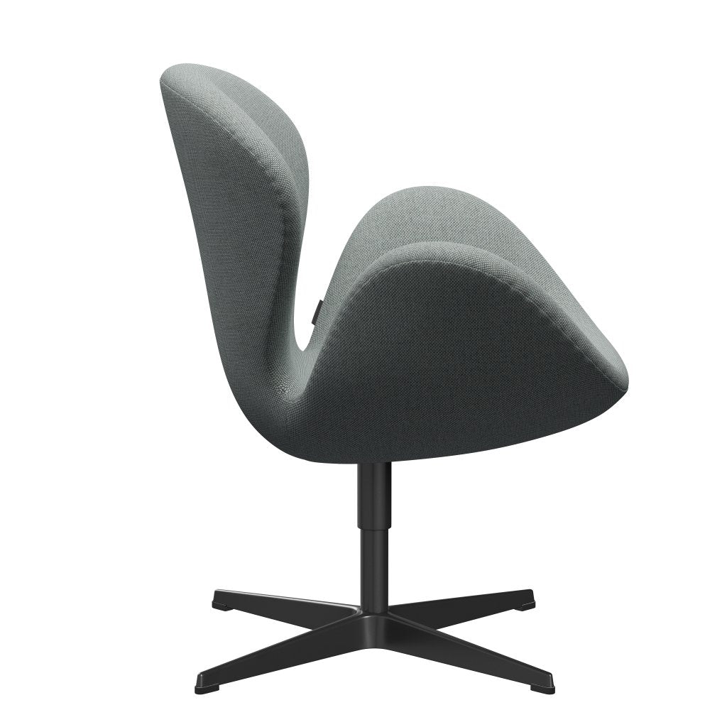 Fritz Hansen Swan Lounge Chair, Black Lacked/Re Woll Pale Aqua