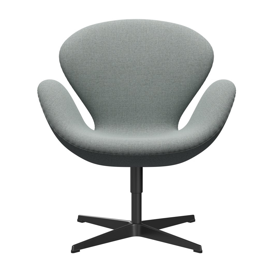 Fritz Hansen Swan Lounge Chair, Black Lackered/Re Wool Pale Aqua