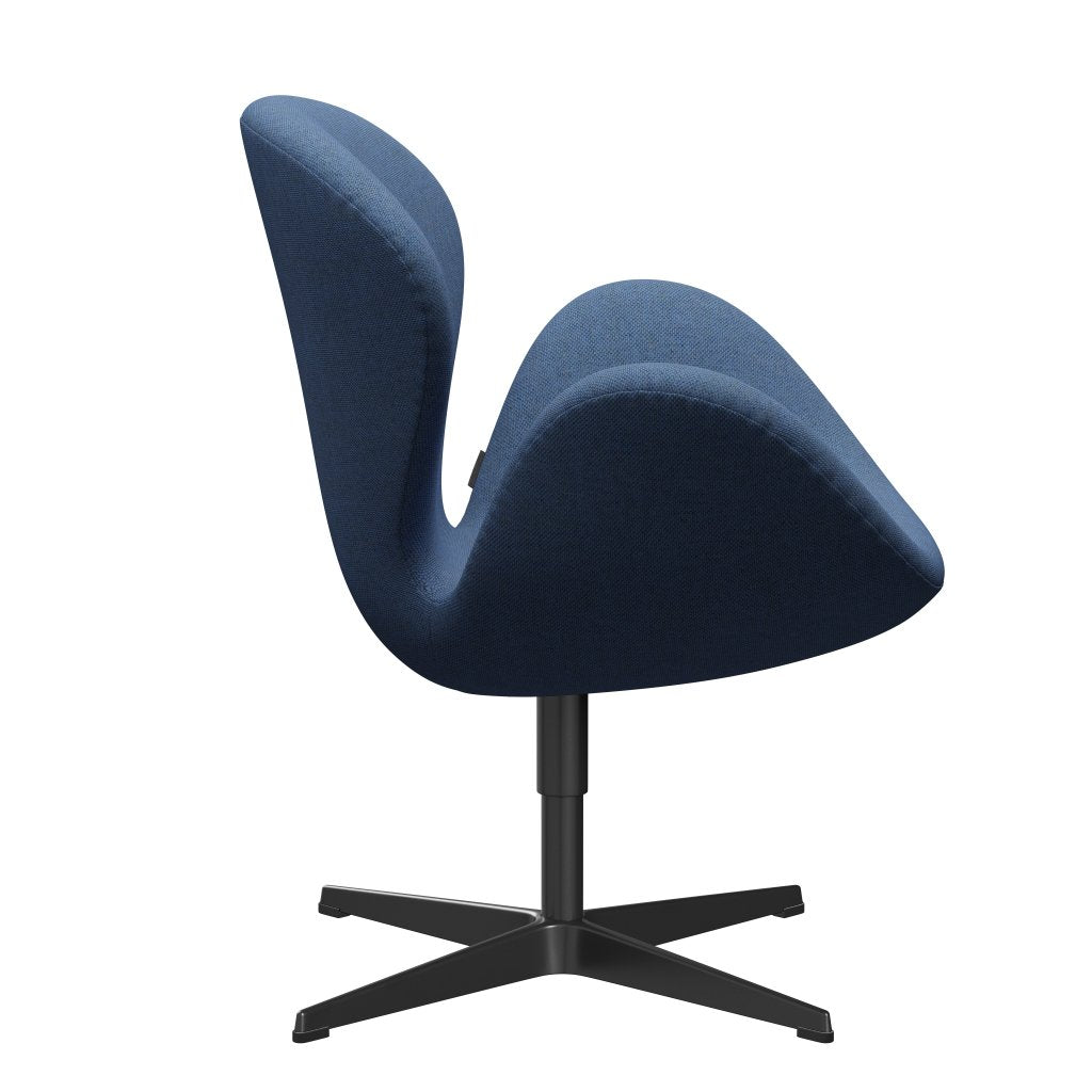 Fritz Hansen Swan Lounge -stol, svart lackerad/re ullblå/naturlig