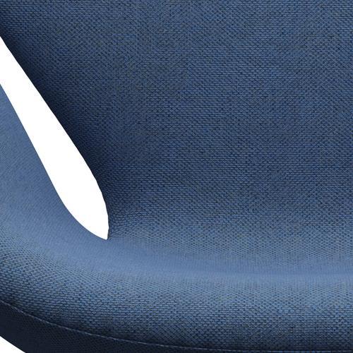 Fritz Hansen Swan休息室椅子，黑色漆/毛蓝色/天然
