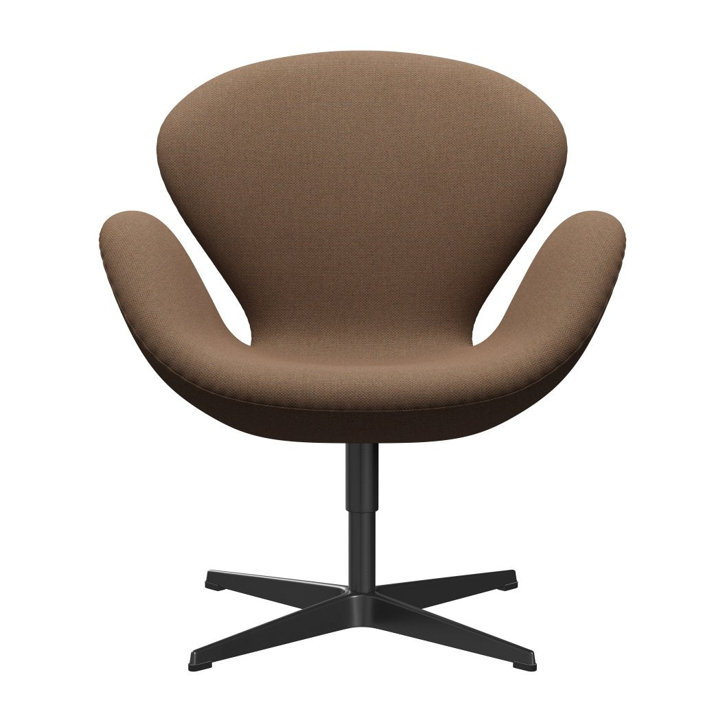 Fritz Hansen Swan Lounge -stol, svart lackerad/re ullbrun/naturlig