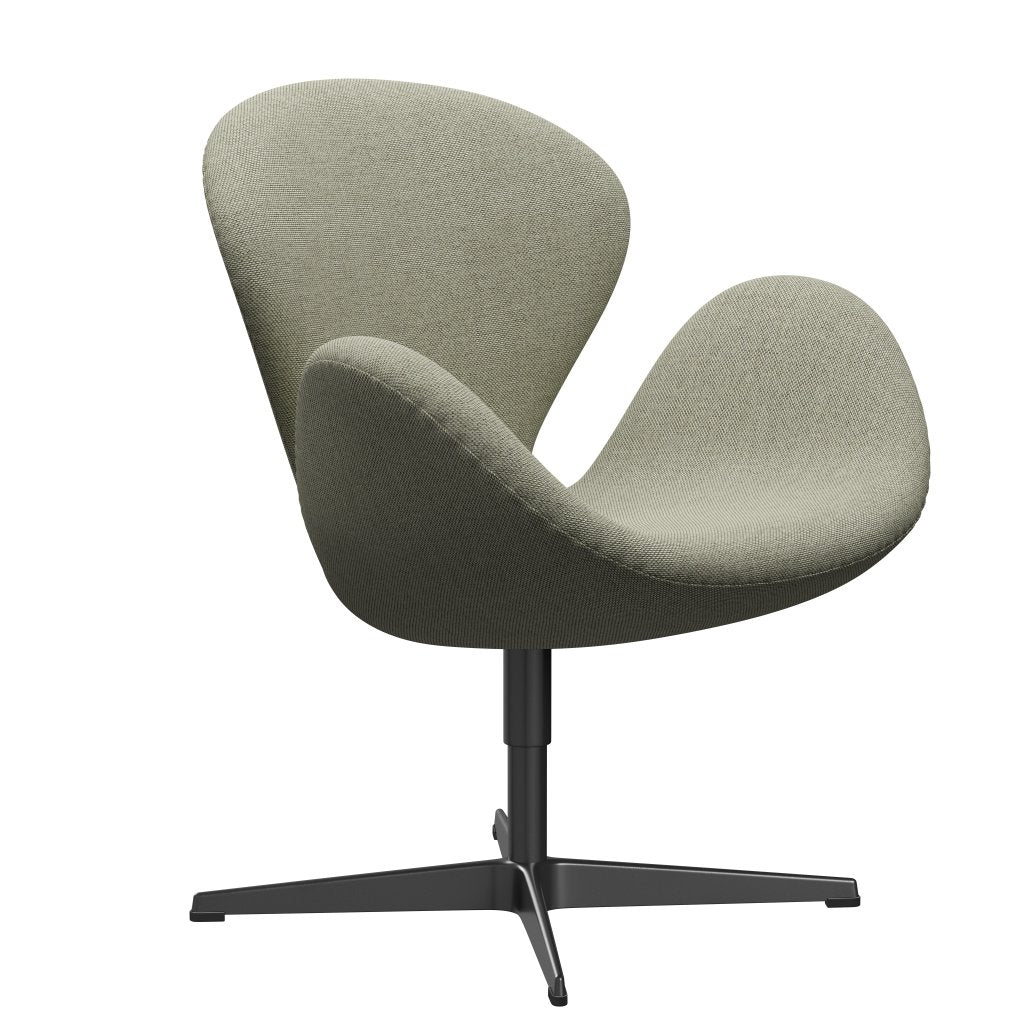 Fritz Hansen Swan Lounge Chair, schwarzer lackierter/re Woll -Limettengrün/natürlich