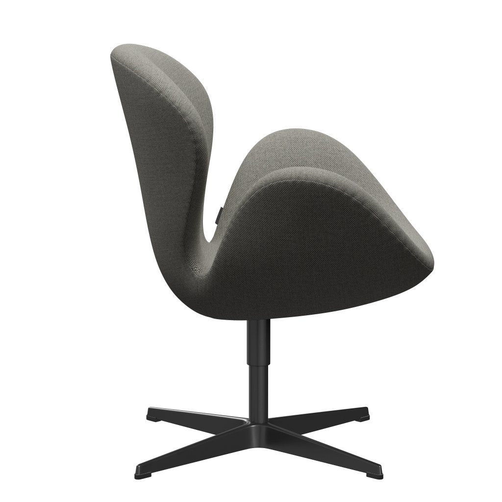 Fritz Hansen Swan Lounge Chair, Black Lacquered/Re Wool Grey White/Plain