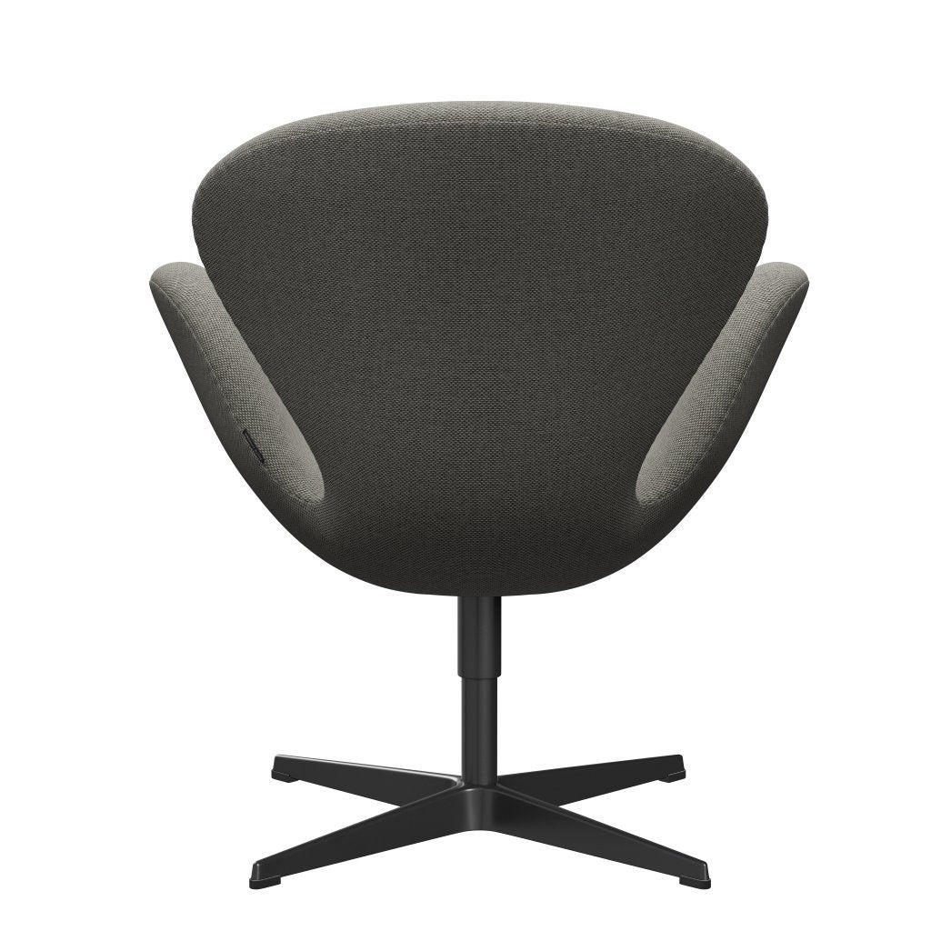 Fritz Hansen Swan Lounge Chair, Black Lacquered/Re Wool Grey White/Plain