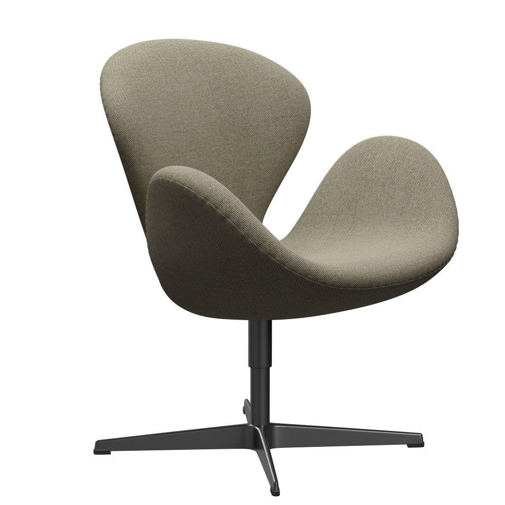 Fritz Hansen Swan Lounge Chair, Black Lackered/Re Wool Light Beige/Natural