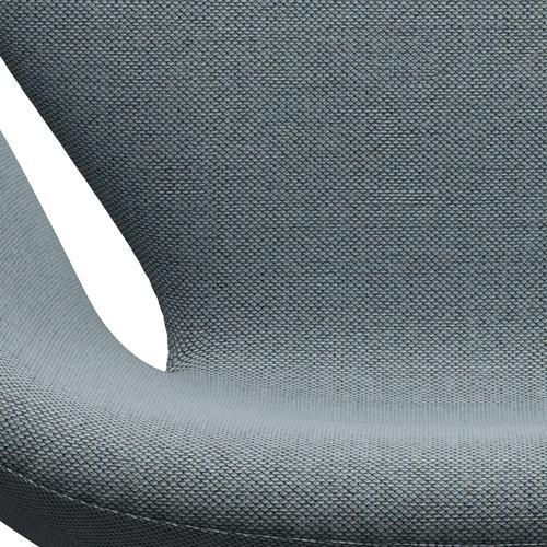 Fritz Hansen Swan休息室椅，黑色漆/RE羊毛浅蓝色/天然