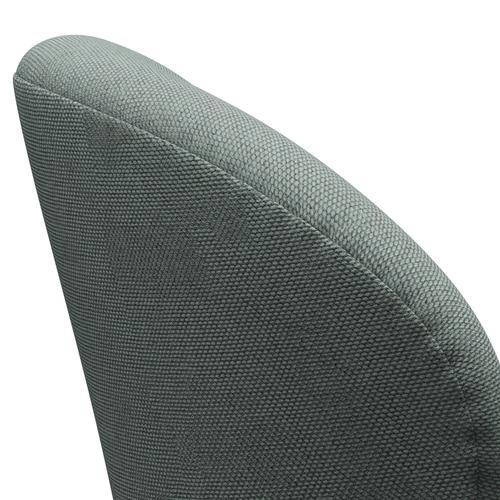 Fritz Hansen Swan休息室椅子，黑色漆/羊毛灯蓝绿色/天然