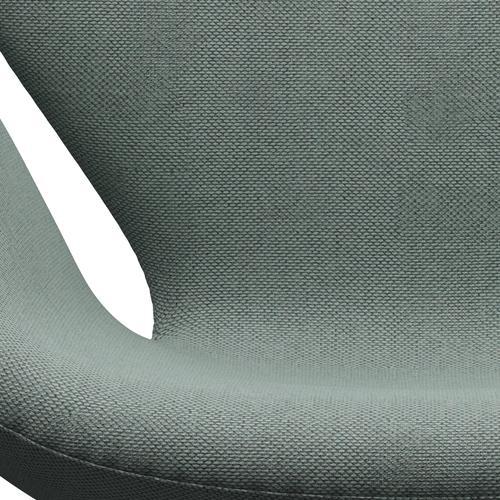 Fritz Hansen Swan Lounge Stuhl, schwarzer lackiertes/re Wolllicht Aquamarin/natürlich