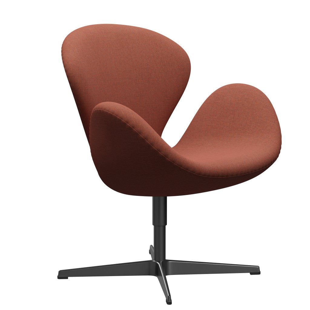 Fritz Hansen Swan Lounge Chair, Black Lackered/Re Wool Coral Red/Natural