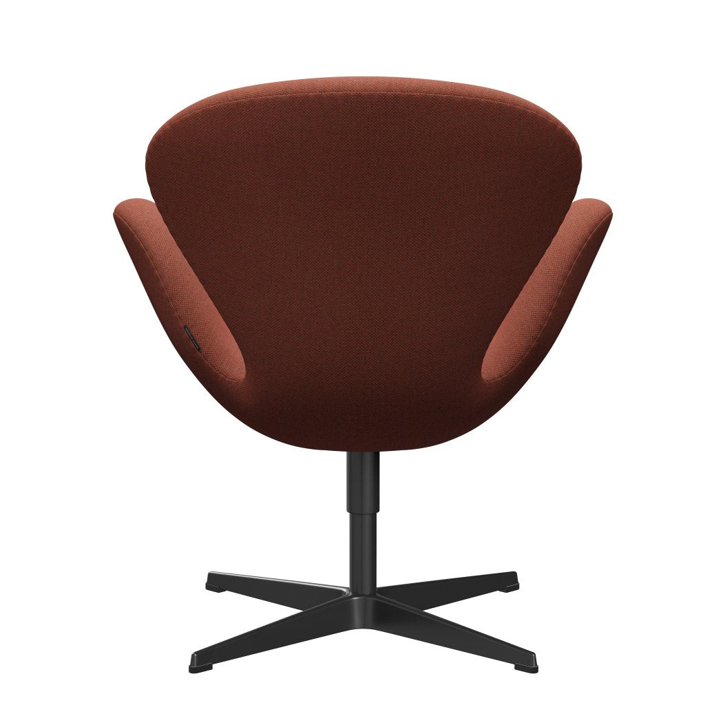 Fritz Hansen Swan Lounge Chair, Black Lackered/Re Wool Coral Red/Natural