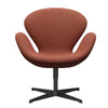 Fritz Hansen Swan Lounge -stoel, zwart gelakt/re wol koraal rood/natuurlijk