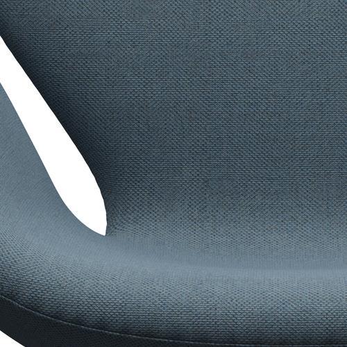 Fritz Hansen Chaise salon de cygne, noir laqué / re laine naturel / bleu clair