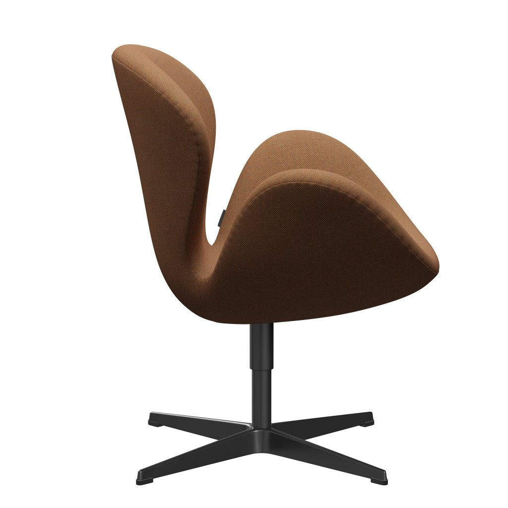 Fritz Hansen Swan Lounge stoel, zwart gelakt/re -wol ornage/natuurlijk