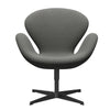Fritz Hansen Swan休息室椅子，黑色漆/羊毛灰褐色/天然