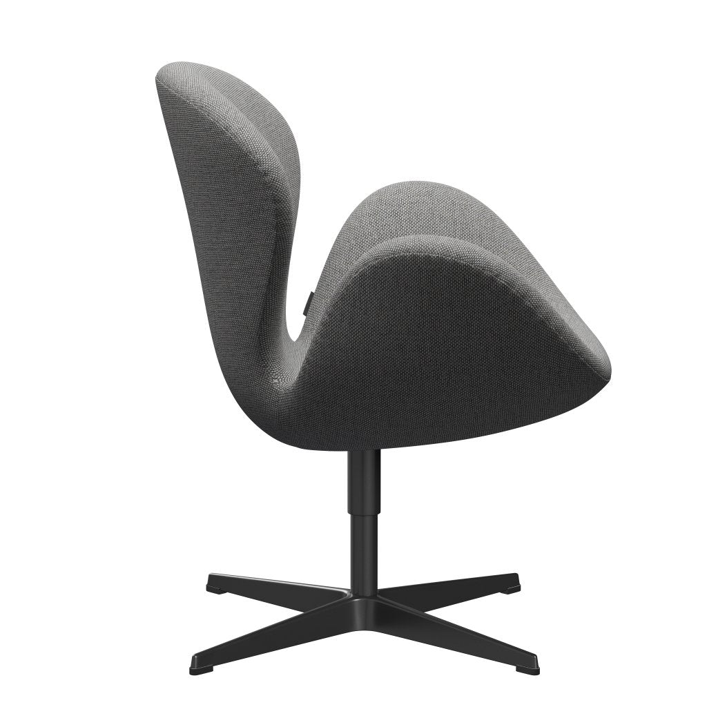 Fritz Hansen Swan休息室椅子，黑色漆/Re羊毛白色/天然